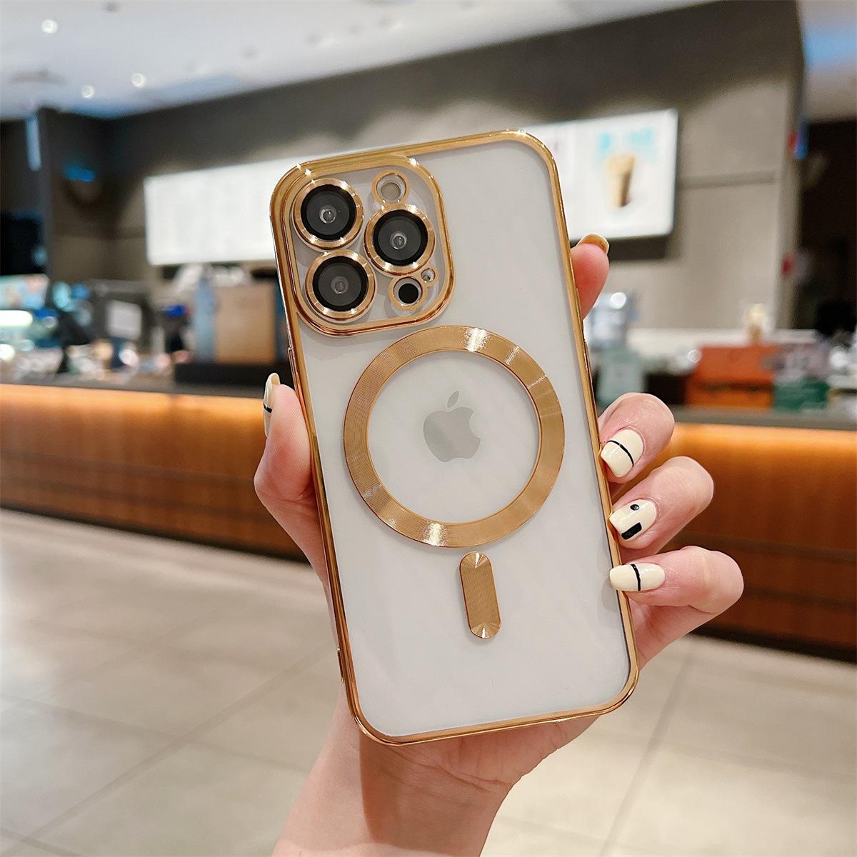 

IPhone 16 Подходит для Apple 15promax Гальванизированный Чехол для Мобильного Телефона 13/14 Полная Защита Пленка для Объектива Apple 12 золотой