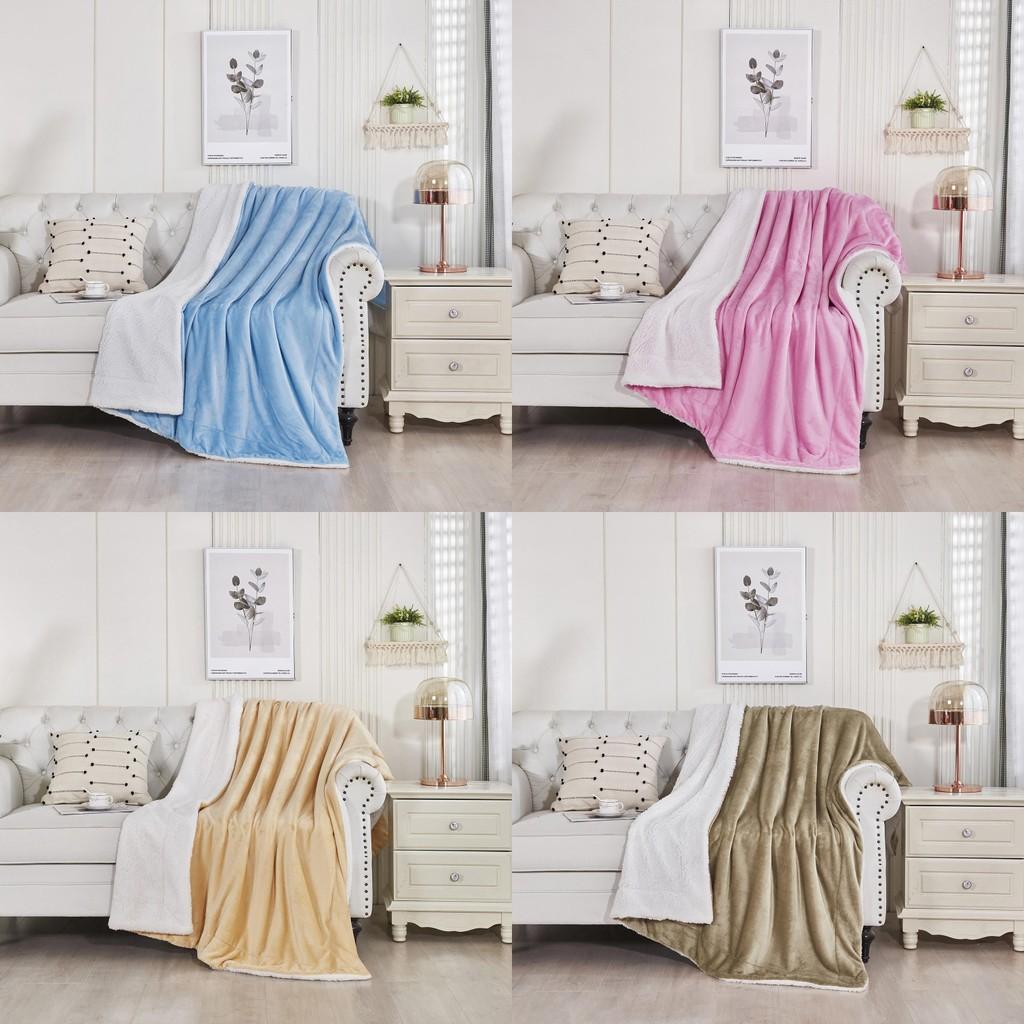 Thick Polyester Plush Fleece Blanket With Double Layer Warmth For Home Use Sleep