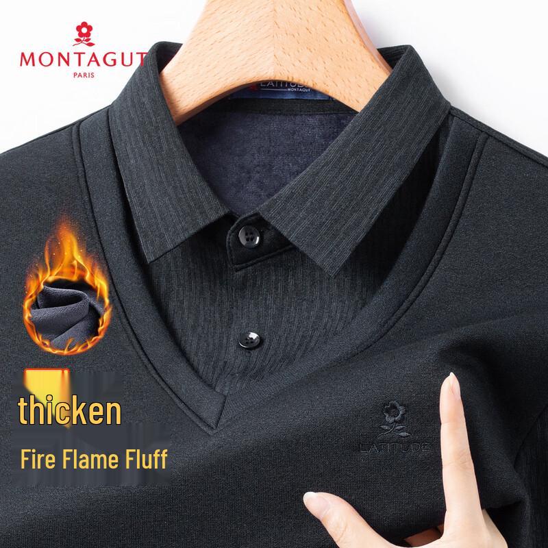 Мужская термо-футболка-поло MONTAGUT с подкладкой из флиса, имитация двух предметов 50