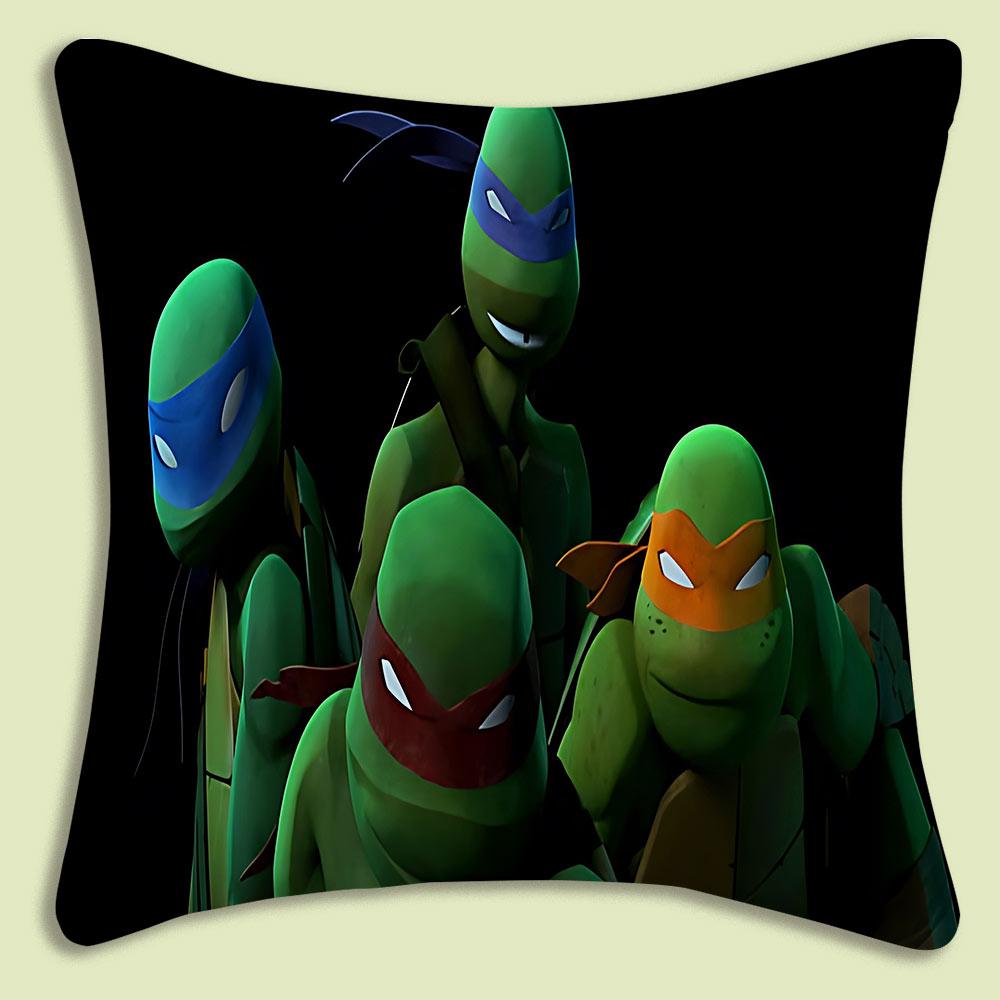 NNinja Turtles Pillow Covers Cartoon Sofa Decorative Home Doublesided Printing Short Plush Cute Cushion Cover