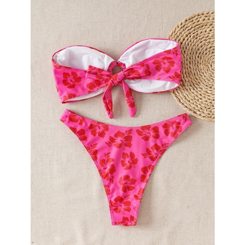 

Новый раздельный купальник женский с принтом сексуальный купальник халтер с завязками бикини женский L