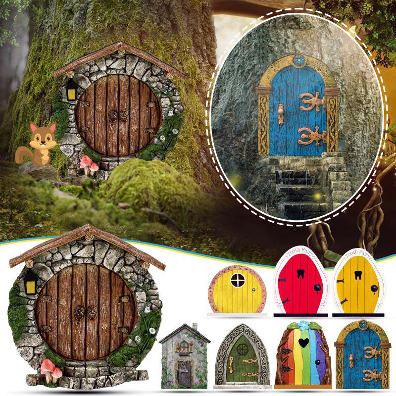Dřevěné Miniaturní Vílí Elfí Dveře DIY Malování Vintage Dekorace Domeček pro Panenky Zahradní Řemeslné Doplňky Domeček pro Panenky Mikro Krajina Dárek