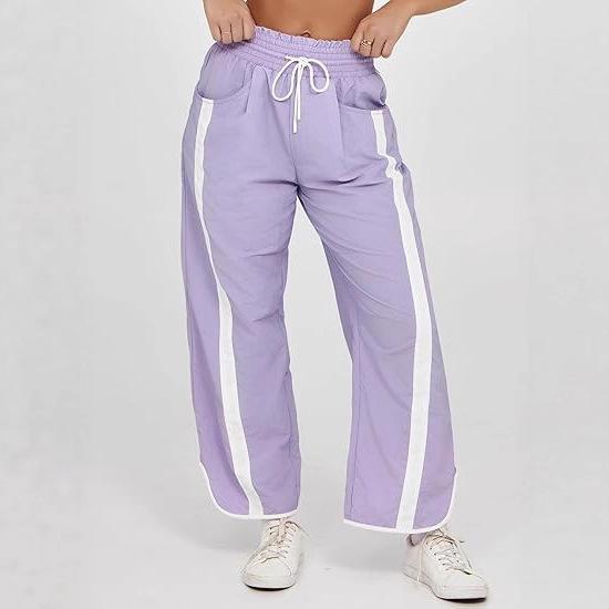 Men's Casual Wide Leg Pants with Side Stripes and Drawstring Waist In Multiple Colors