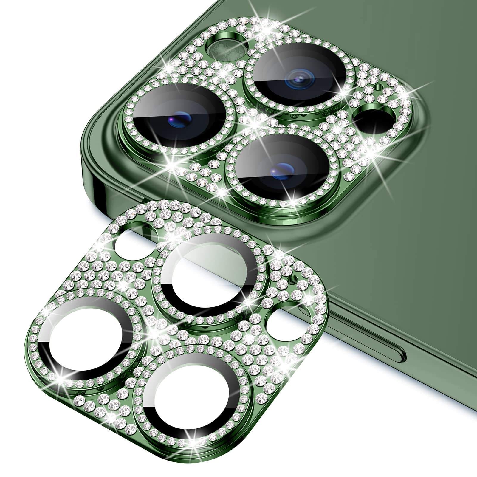 

Алмазная защита объектива камеры для iPhone 14 13 12 Pro Max, металлический чехол из закаленного стекла для камеры iPhone 14 Pro Plus 13, мини-чехол для объектива iphone 11 pro max зелёный
