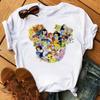 Funny Summer Disney Villains Printed Women T Shirts Round Neck Y2k Clothes Cartoon Graphic T Shirts 90s Female Tops Tees