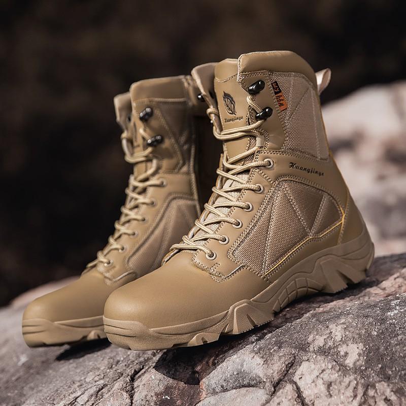 Mens High-Top Steel Toe Tactical Boots Waterproof Outdoor Safety Shoes Snow Hiking Camping