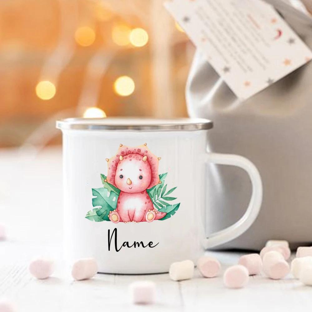 Personalized Animal Customize name Coffee Cup for Women Gift Custom Camping Enamel Mug Cute Deer Tiger with Name Gifts for Kid