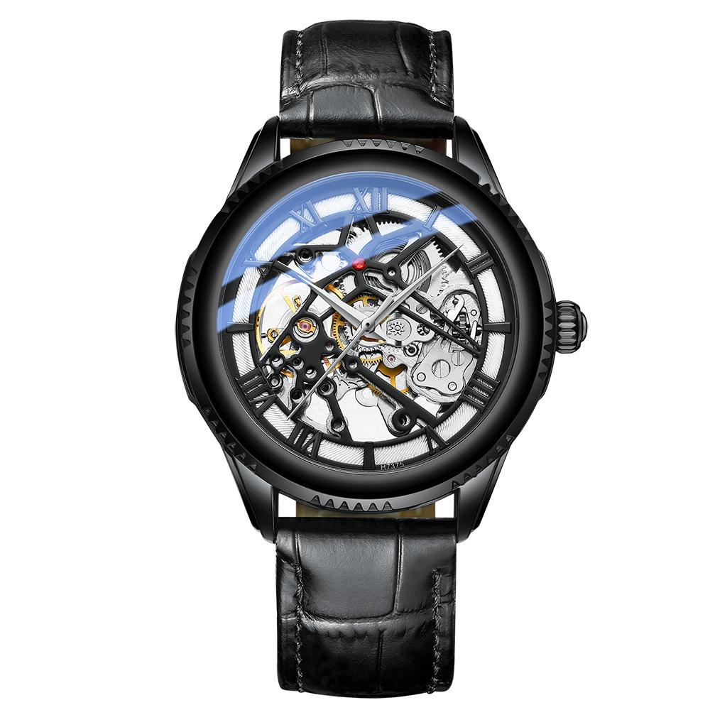 MOHDNE Modun Orologio Meccanico Automatico Pelle Vuoto Orologio da Uomo Semplice Impermeabile Tendenza Luminoso Orologio da Uomo
