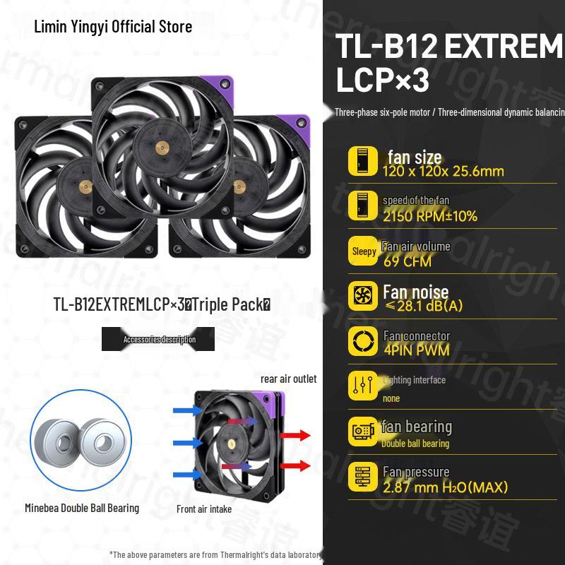 Thermalright TL-B12 EXTREM LCP 12CM High-Performance Industrial Fan (3-Pack)