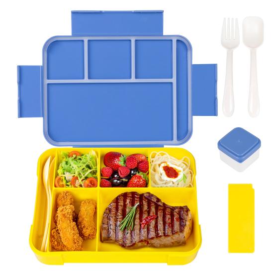 Yousheng Lunch Box with Fork Spoon Split Bento Box Leak-proof Food Container BPA-Free Meal Prep Container for School Office