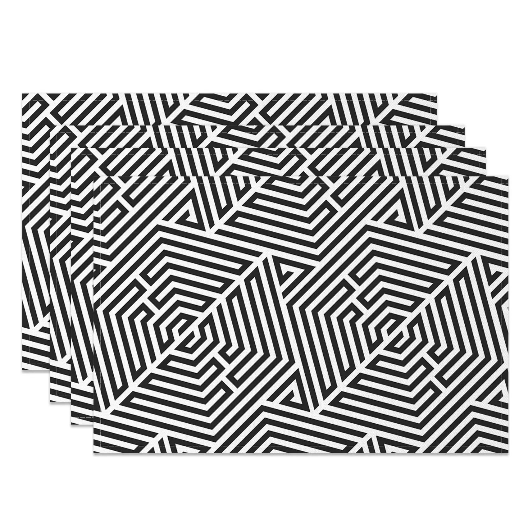

4PC Minimalist Placemat Geometric Lines Abstract Design Heat Resistant Table Mats Dining Kitchen Office Stylish Home Decor 30x45cm-4PC