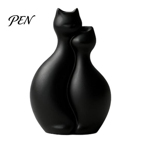 Artificial Flower Holder 3D Printed Cat Vase, Minimalist Nordic Style Arrangement Hugging Vase Decorative Couple Home Office Gift Artistic Tabletop