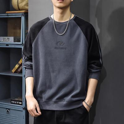 Pull d'automne à manches longues et couleurs contrastées pour hommes, haut imprimé tridimensionnel américain, veste décontractée ample lourde, tendance