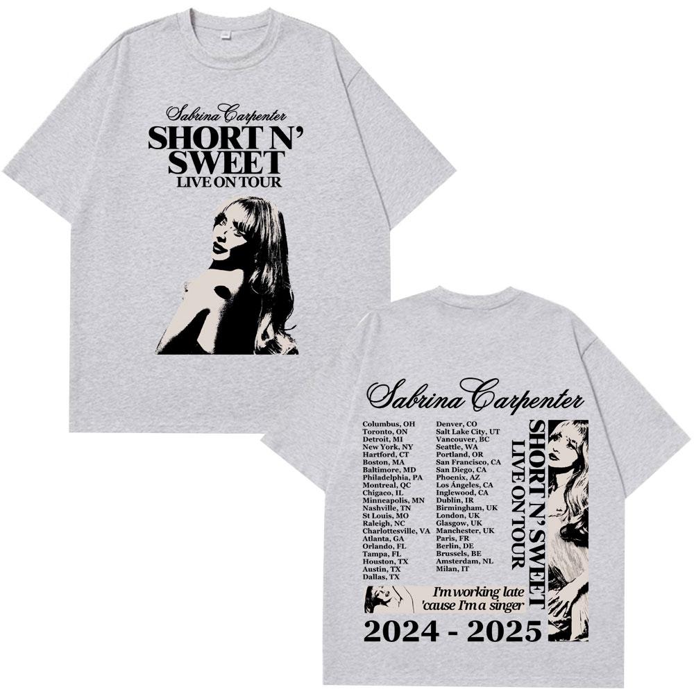 Sabrina Carpenter Short N Sweet Tour 2025 T Shirt Men Women Loose Casual Fashion Cotton Tees Oversized Harajuku Street Tshirt