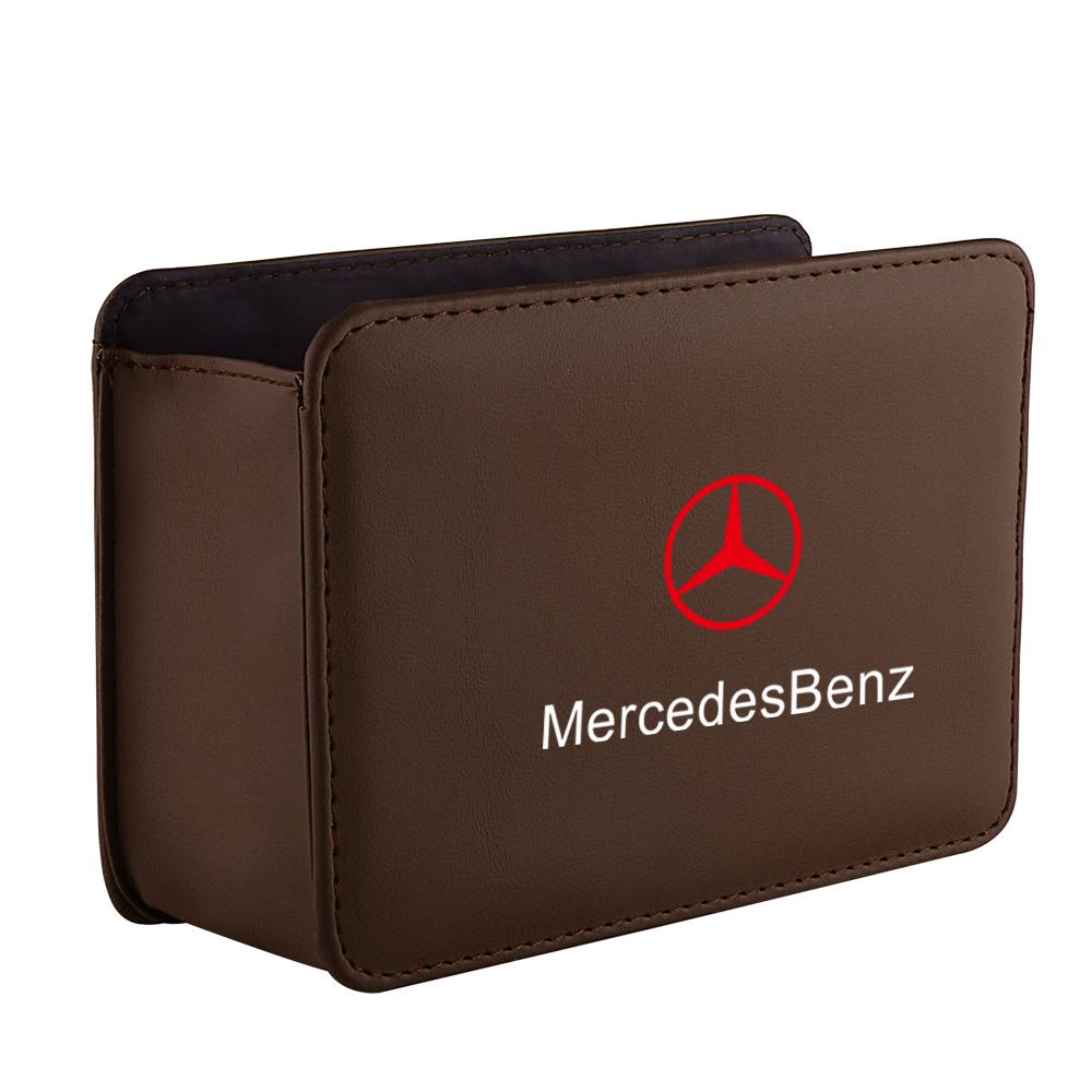 Car Door Storage Box Leather Auto Emblem Seat Back Trash Can For Mercedes Benz AMG W203 W206 W220 W205 W211 W212 W201 W210 W108