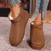 Fashion Women Snow Boots for Solid Platform Artificail Suede Boots Autumn Winter Warm Shoes Boats Large Size 44 Slip On Cotton Shoes