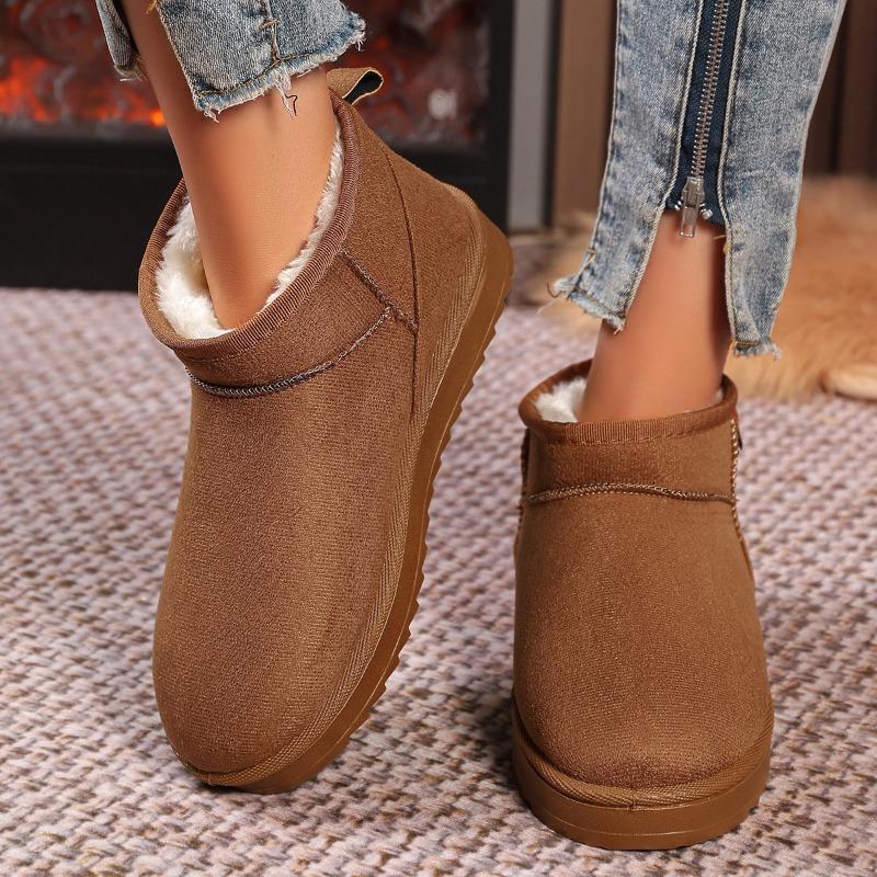 Fashion Women Snow Boots for Solid Platform Artificail Suede Boots Autumn Winter Warm Shoes Boats Large Size 44 Slip On Cotton Shoes