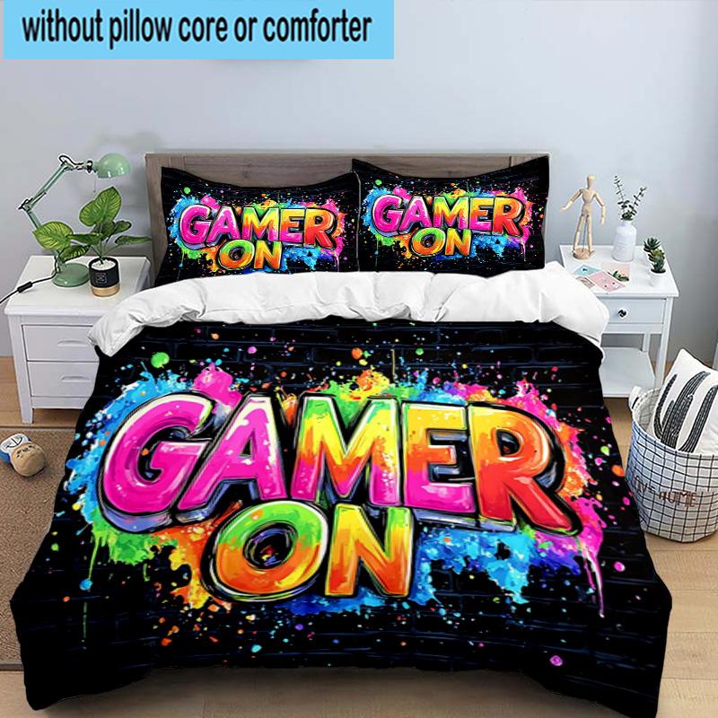 Game Night Adventure 3pcs Bedding,Including 1pc Duvet Cover And 2pcs Pillowcases Perfect for Christmas,Ideal for Bedroom, Dormitory