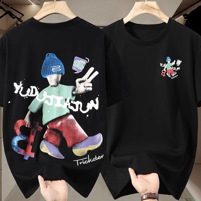 4XL-11XL Büyük Beden Üstler Yaz Oversize Tişört Erkek Kısa Kollu Tişört Moda Vintage Giyim