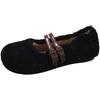 Flat Shoes Autumn New Round Toe Shallow Mouth One Belt Suede Soft Sole Non-slip Wear-resistant Cotton Shoes