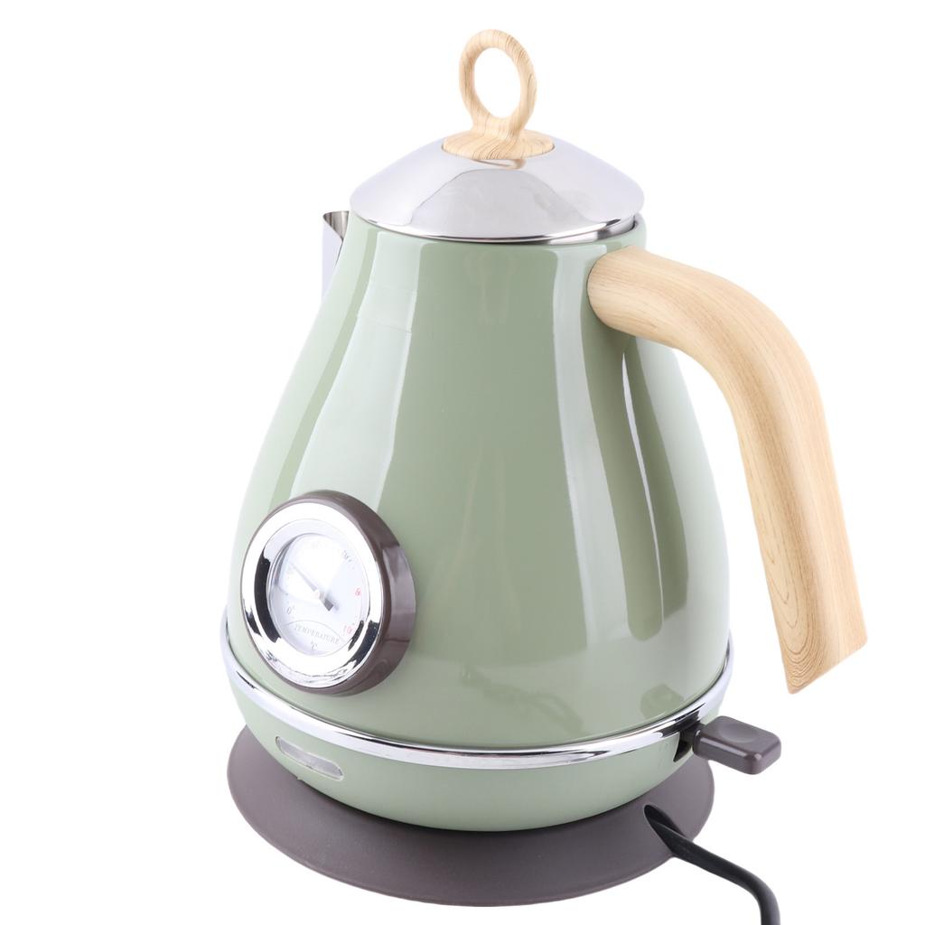 1.7L Electric Kettle Retro Wood Grain Dry Boil   Home Electric Kettle with Temperature Display