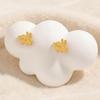 Korean-Style Cute Frosted Rabbit Ear Bone Stud Earrings - Women's Fashionable Titanium Steel