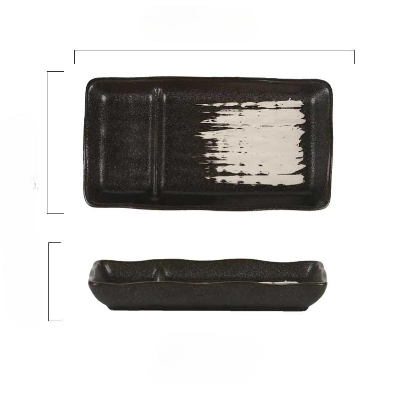 

Керамическая разделительная тарелка Креативное бытовое использование Тарелка для уксуса Двойная тарелка Торт Суши Десерт Закуска Холодное блюдо