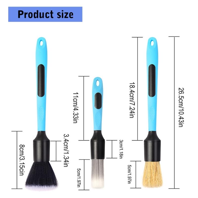 Multipurpose Cleaning Brush Kit Including Soft and Hard Bristles for Safe Scrubbing on Car and Household Items