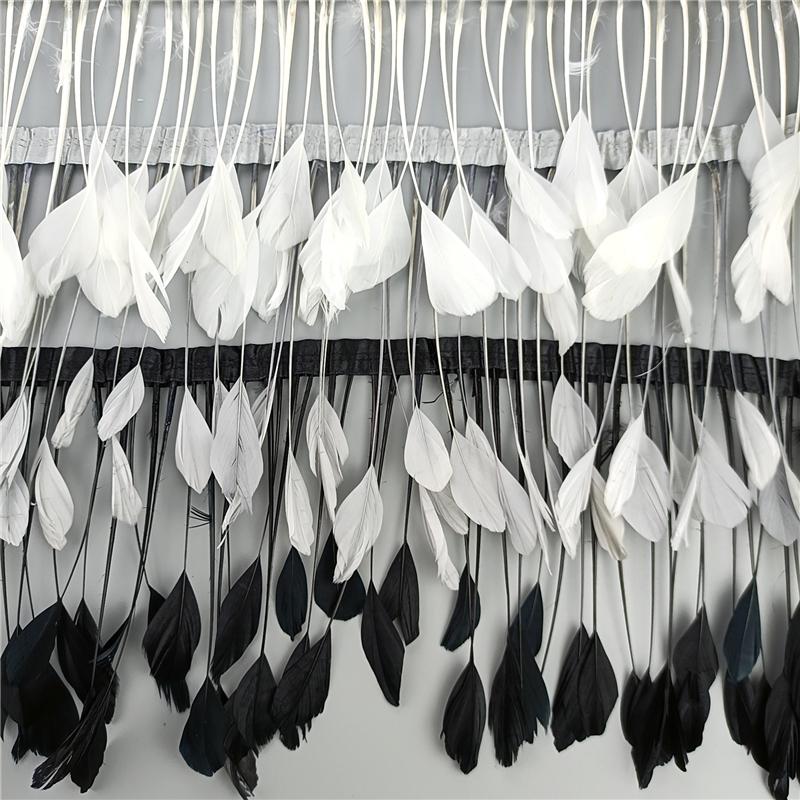 2Yards/Lot Stripped Coque Goose Feather Fringe Trimmings For Needlework And Handicrafts Wedding Decoration Carnival Accessories