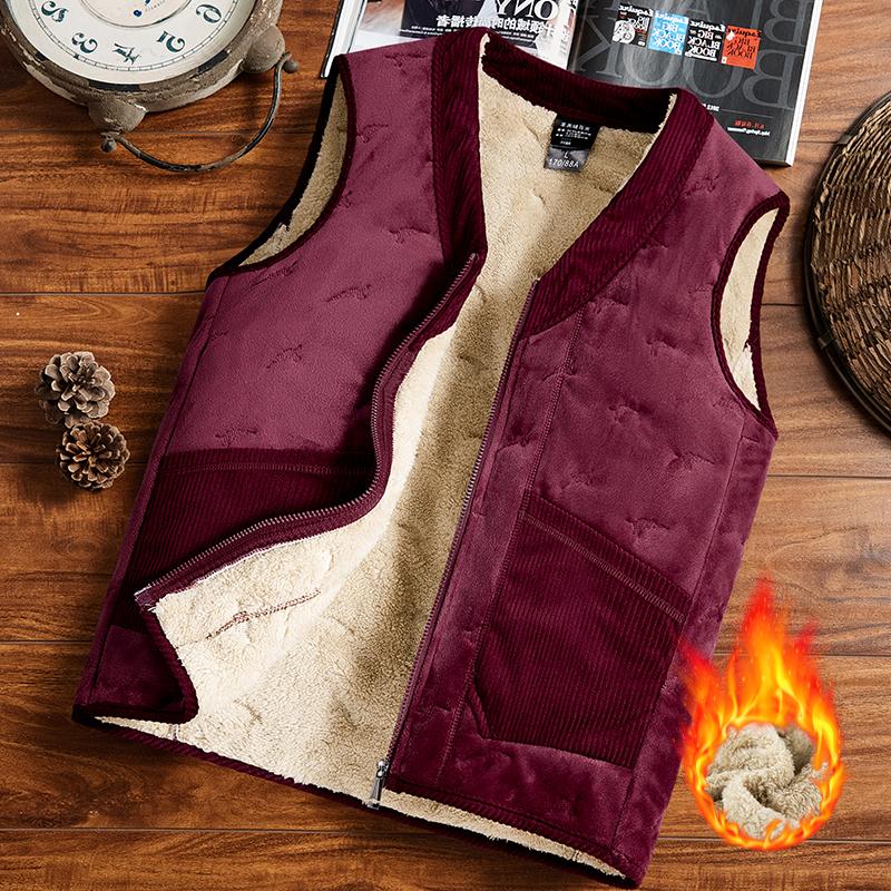 Fashion Clothing Men's Thickened Wool Top Winter Plush Lined Vests male Men's Warm Cashmere vests Sleeveless Zipper Coat Men's