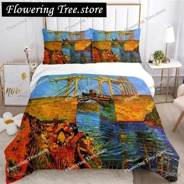 Van Gogh Art Cute Kawaii Duvet Cover Comforter Bedding set Soft Quilt Cover and Pillowcases for Teens SingleDoubleQueenKing