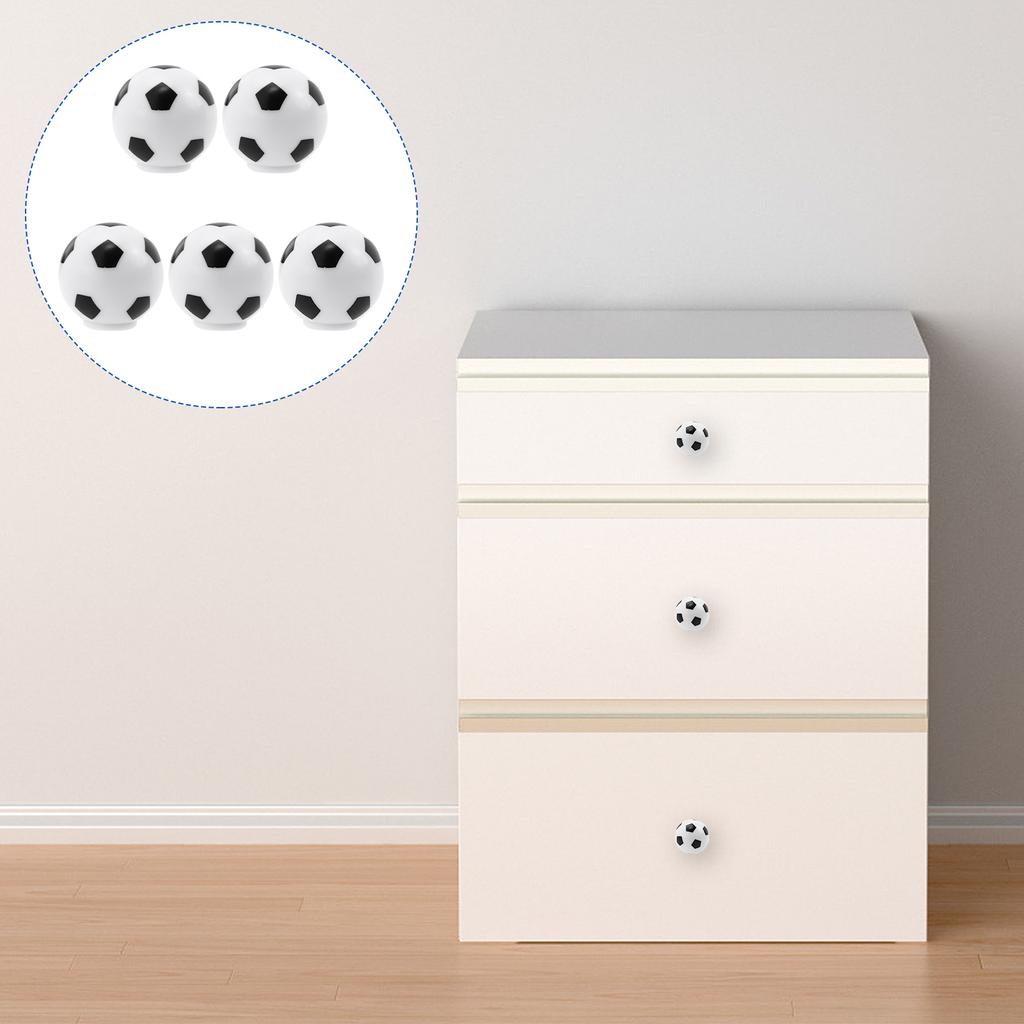 5 Pcs Football Handle Door Knob Drawer Pull Outdoor Cabinet Children's Room Abs