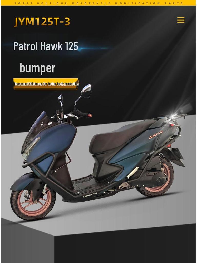Yamaha Xunying 125 Front & Rear Bumper Guard with JYM125T-3 Anti-Fall Bar and Rear Luggage Rack Modification