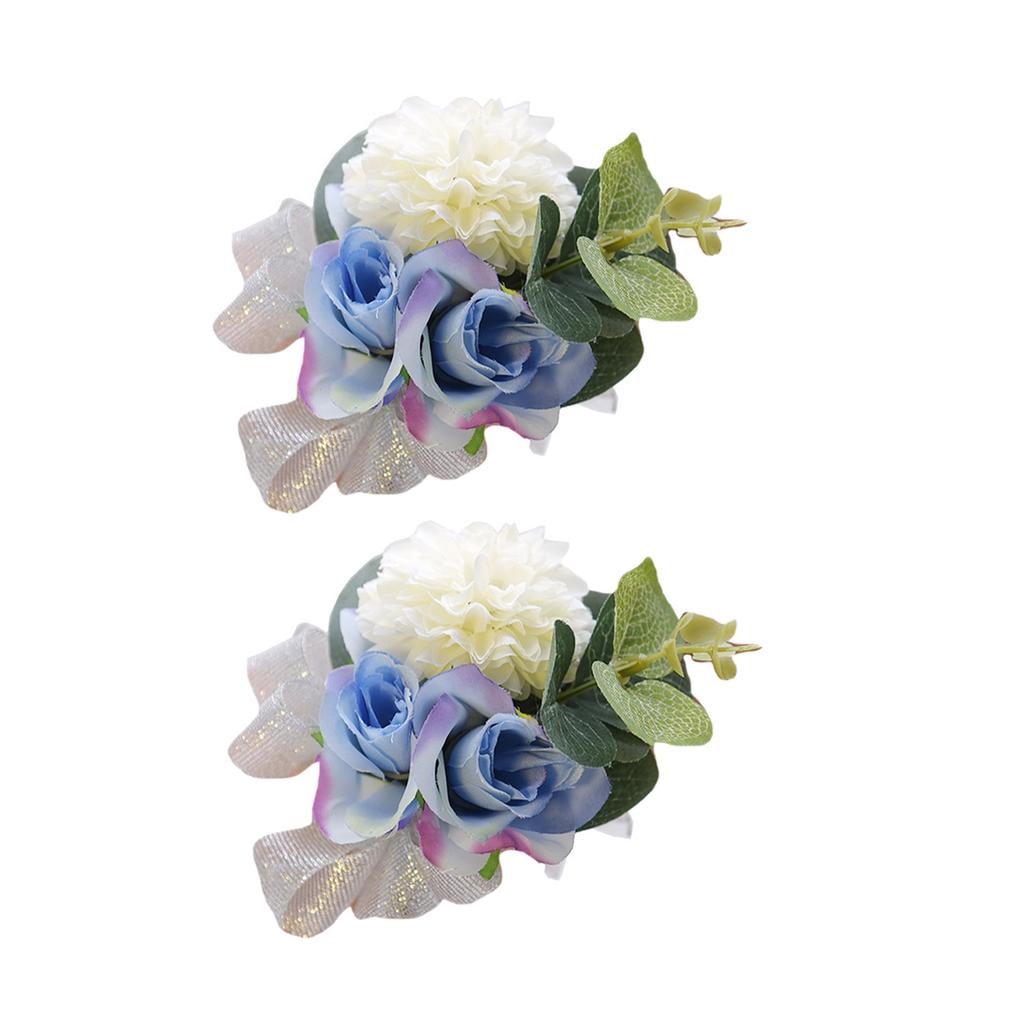 2pcs Elegant Wrist Flowers for Girls' Wedding Accessories Bridesmaids Wristbands In Classical Color Optional
