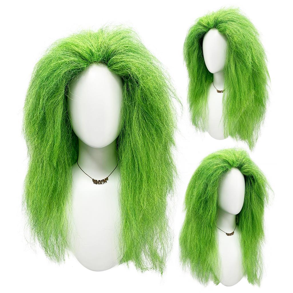 Green Press Long Straight Hair Chemical Fiber Synthetic Wig Festival Party Birthday Party Daily Ware