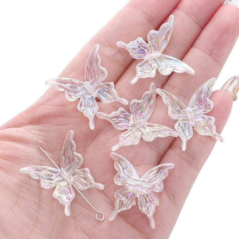20pcs AB Double Color Butterfly Accessories DIY For Women Sweet Hair Ornament Rainbow Headwear Necklace Bracelet Jewelry Making