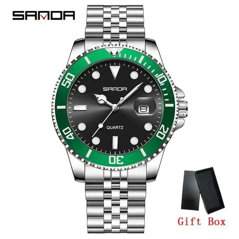 SANDA Men's Steel Strap Quartz Watch Sports Waterproof Single Calendar Business Simple And Men's Quartz Wristwatch