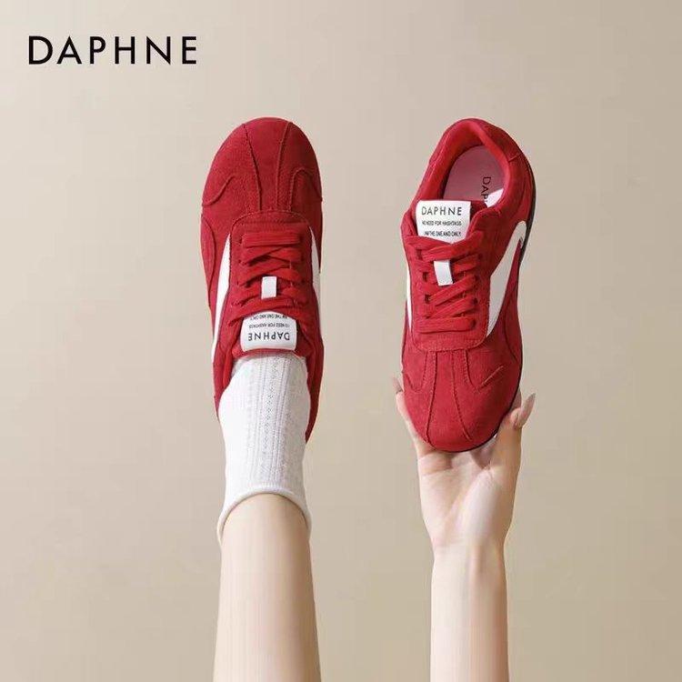 Red retro German training shoes women's autumn 2025 new soft-soled versatile sports shoes popular flat baseplate shoes women