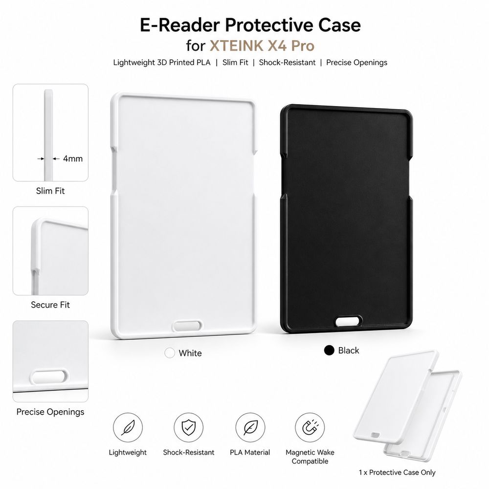 3D Printed PLA E-Reader Case Full Coverage Case for XTEINK X4 Pro Portable Electronics