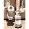 White Retro Thick-bottomed Plush Slippers for Women's Outer Wear Winter Thickened Warm Birkenstock Cotton Slippers