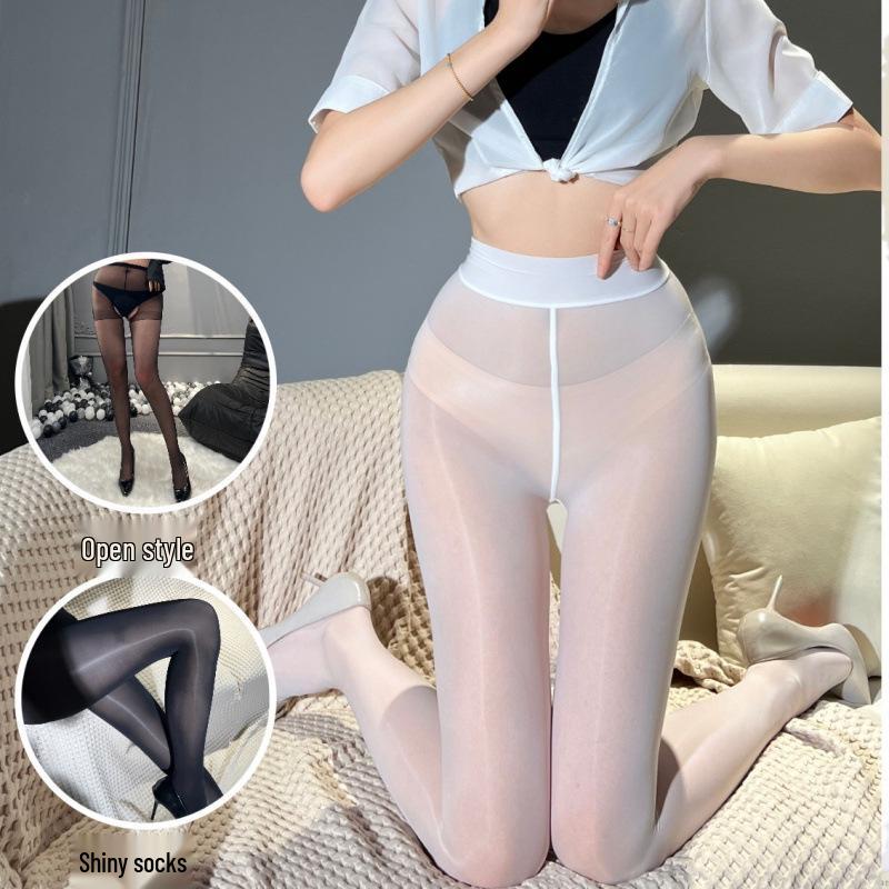 Elegant Black Silky Horse Oil Pantyhose – Women's Shiny Aurora Tights