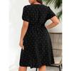 Summer Large Size Retro Polka Dot Dress Women Elegant Slim Waist Cinched Lace Up Square Neck Party Dress Fashion Elegant Sweet Casual Holiday Dresses