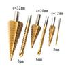 6 PCS Step Drill Bit and Saw Drill Set HSS Drill Bits for Sheet Aluminum Iron Metal Stainless Steel Wood Hole Drilling Expanding