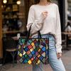 Colorful Geometric Print Casual Tote Bag Large Capacity Daily Use Handbag