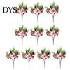 Faux Silk Christmas Blooms 5 Heads Artificial Poinsettia Flowers, Fake Pine Berry Decoration, Home Interior Floral Accents Fade-Resistant Red
