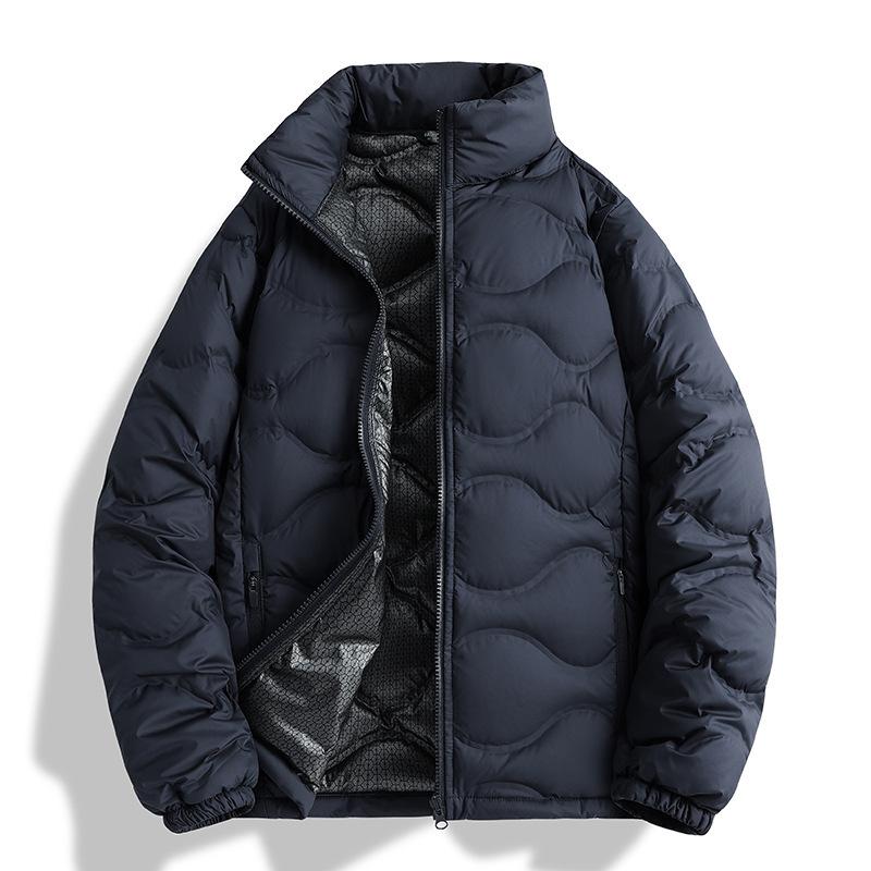 

Мужское зимнее пальто Теплые пуховики для улицы Повседневный ветрозащитный плащ Утепленное Ветрозащитное с высоким воротником Пуховики Застежка-молния Пуховая верхняя одежда для мужчин S тёмно-синий