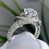 CopperRings Full Paved Cubic Zirconia Luxury Engagement Wedding Rings Anniversary Party Elegant Female Jewelry