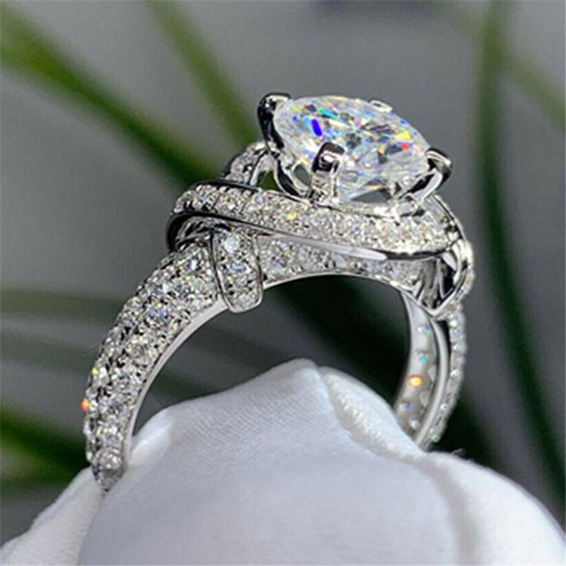 

Кольца из стерлингового серебра с полным покрытием из кубического циркония, роскошные обручальные кольца, элегантные женские ювелирные изделия на годовщину 9