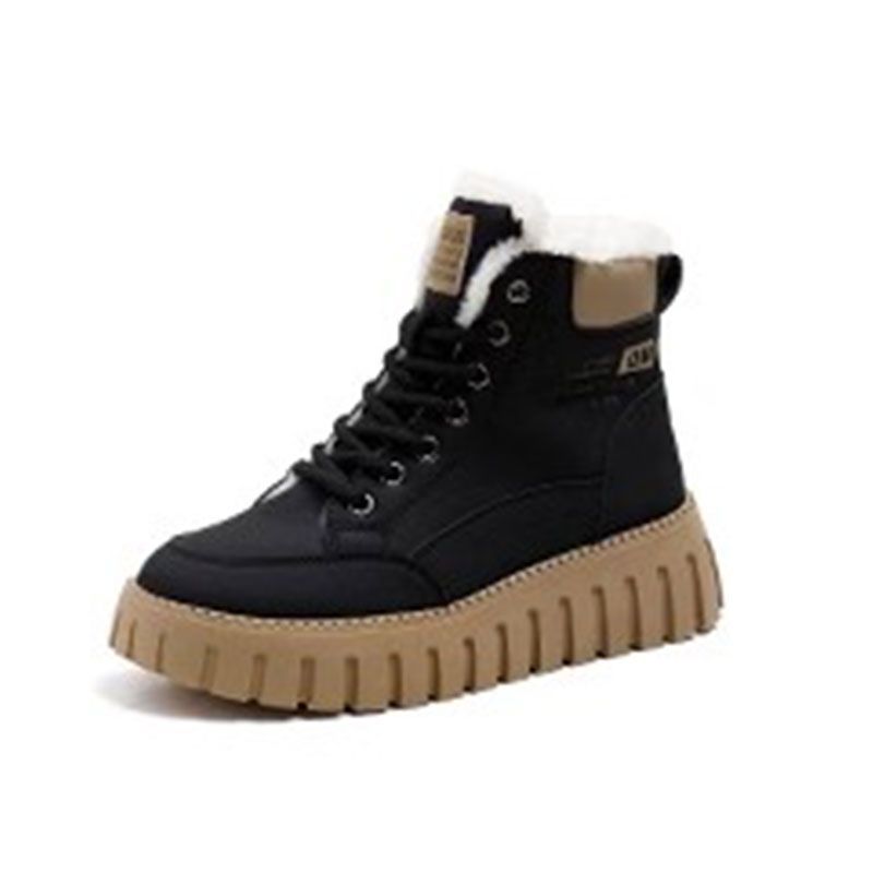 Snøstøvler for kvinner Tykk såle og varmholdende Vinter Nye Dobbeltsidig skinn Korte støvler pluss Fløyel Tykke bomullssko Kvinner