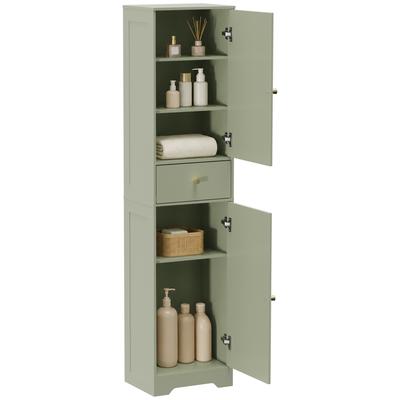 Tall Bathroom Cabinet with Arched Doors - Light Green